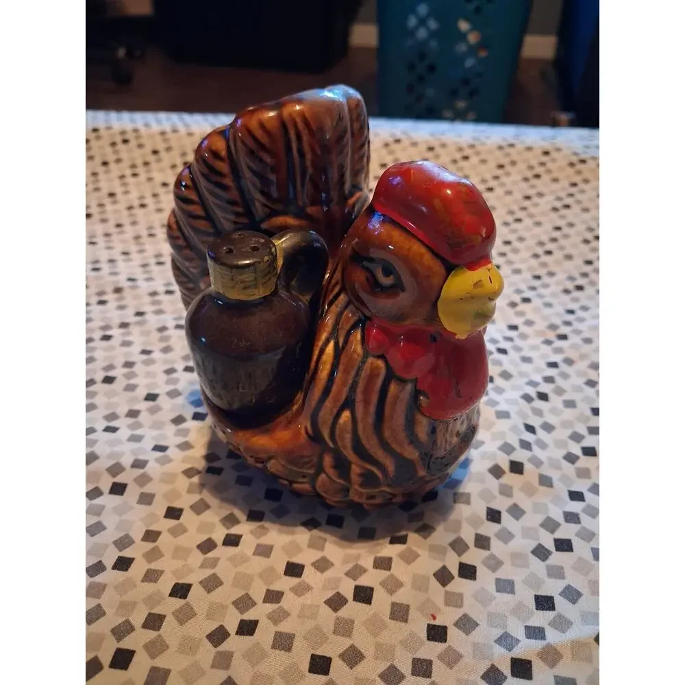 Chicken Napkin Holder With Places For Salt & Pepper Shakers
